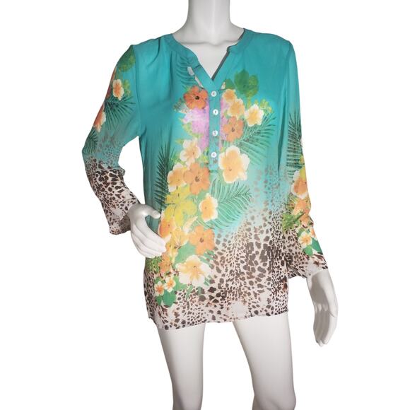Soft Surroundings Tops - Soft Surroundings Womens Size Medium Tropical Floral Animal Print Tunic Top